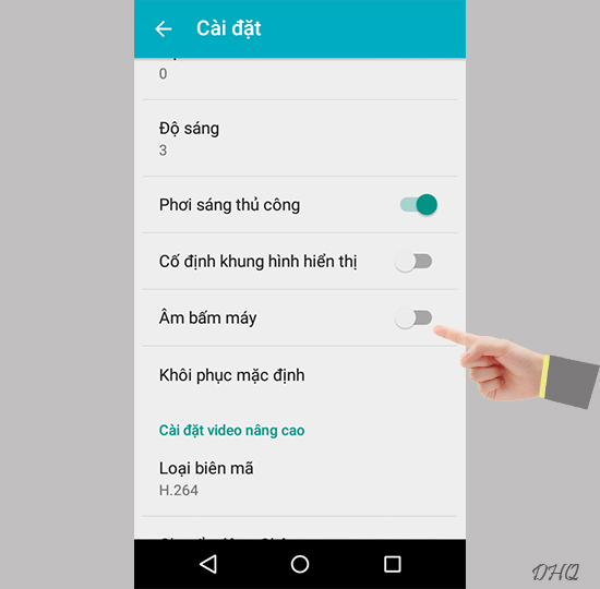 Chọn tắt âm bấm máy